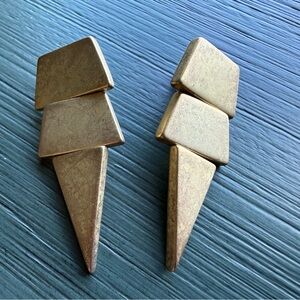 Eddie Borgo Geometric Matte Antiqued Gold Dangle Earrings